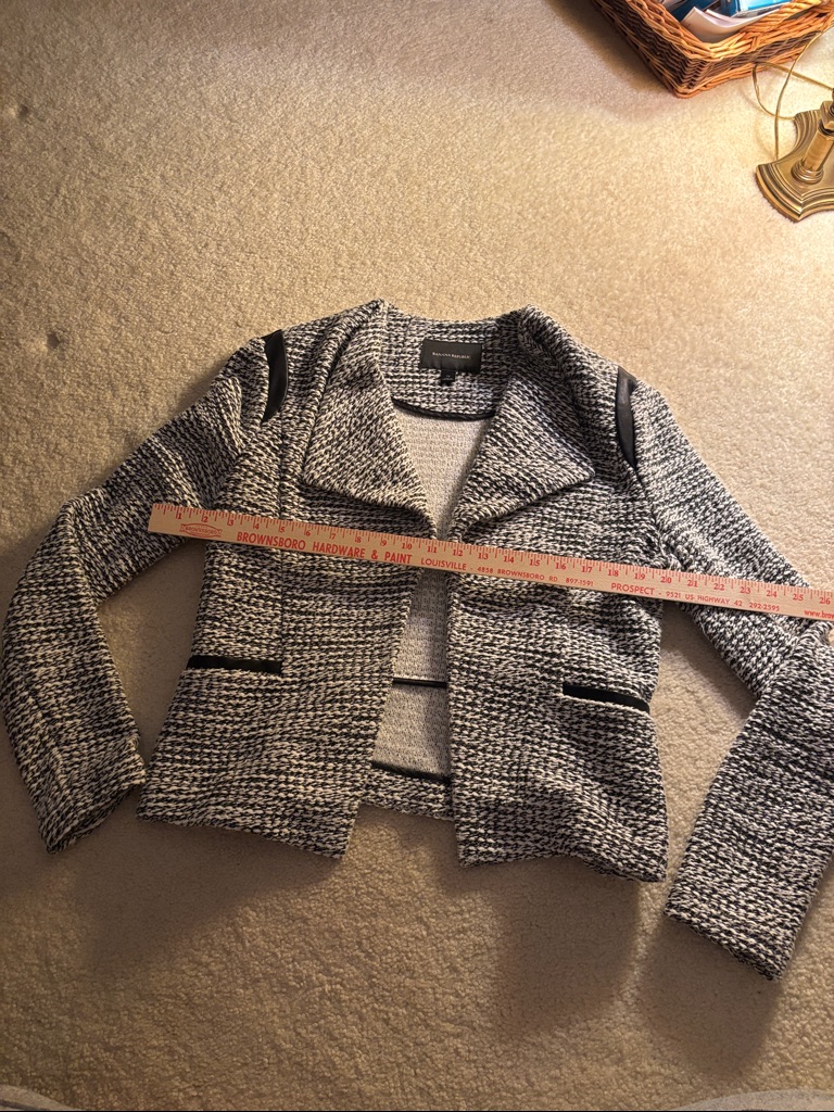 Banana Republic Black And White Tweed Open-Front Jacket